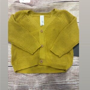 Mustard Knit Cardigan with Wooden Buttons